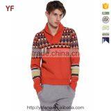 Korea Style Orange Pattern Lapel Wool Man Sweater thumbnail-1