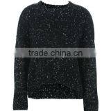Ladies Cowl Neck Side Slit Loosev Fancy Knitting Patten Pullover Sweater for Wholesale thumbnail-6
