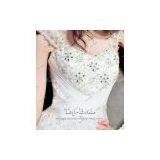 S619 Real Model Swaroski Crystal Beaded Applique Long Train Wedding Dress thumbnail-3