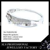 2015 May Latest Flower Style Wholesalers Jewelry 925 Sterling Silver White Gold Plating Bracelet Connected Ring -SLS thumbnail-4