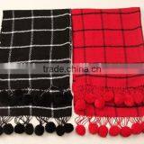 New Design Checked Plaid Acrylic Ball Fashion Ladies Winter Scarf thumbnail-6