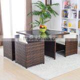 Simple Design Dining Room Furniture Garden 4 Chairs Rattan Wicker Outdoor Tea Dinning Table Set thumbnail-4