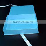 Top Sale Blue Small Folding Gift Hat Shoe Box With Ribbon Close thumbnail-4