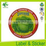 Green Cabbage Product Label Customed Printed Label Plant Labels
