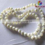 6mm White Shell Round Beads for Fashion Jewelry Mother of Pearl Beads Strand for Bracelet and Necklace