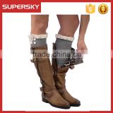 C02-2 Wholesale grey lace boot cuffs with lace and buttons /boho boot socks lace cuffs with Buttons