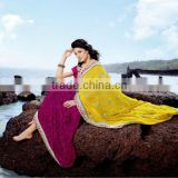 Scintillating fuchsia & gold color ethnic wear indian sarees wholesale(S1097)