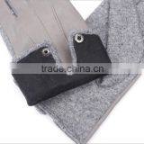 Fashion Dresses Ladies Leather Knit Blend Glove Grey With Metal Button thumbnail-6