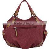 Wholesale Custom Canvas Lady Handbags With Leather thumbnail-4