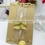 High Quality Decorating Laser Cut Gold Marriage Invitation Card thumbnail-1