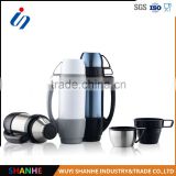 1.0L screw lid stainless steel transparent thermos with double caps