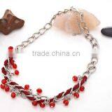 Exclusive Design National Hand-woven Red Roped Beaded Curved Needle Diy Crystal Necklace Choker Necklace thumbnail-3