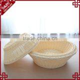 Multi-functional Housewares Round Shape White Plastic Rattan Bread Basket thumbnail-4