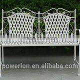Antique Folding 2 Seater Metal Garden Bench Shabby Chic Style thumbnail-1
