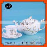 Ceramic Material and Coffee&Tea Sets Drinkware,innovative Embossed Tea Pot With Cup and Saucer,ceramic Kettle With Flower Design thumbnail-1