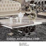 Modern Rectangular Stainless Steel Tea/coffee/center Table With Marble Top B062 thumbnail-2