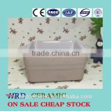 wholesale stocked ceramic square bakeware stoneware plate with two handle