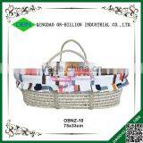 Wholesale straw portable baby sleeping basket with braided handles