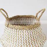 Handmade Home Decor Zigzag Belly Seagrass Basket thumbnail-6