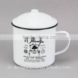 ENAMEL IRON STORAGE CUP W/LID & HANDLE thumbnail-1