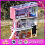 2016 New Design Girls Pretend Play Super Model Wooden Dollhouse W06A151 thumbnail-3