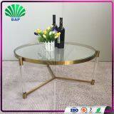 Luxury Acrylic Coffee Table Clear Plexiglass Round Tea Table With Metal Legs thumbnail-3