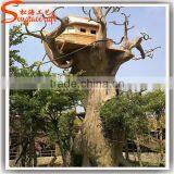 Newest Design China Supplier Large Outdoor Plastic Leaves Wooden Artificial Tree House for Sale thumbnail-5
