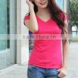 100% Cotton 160gsm, Custom Women's T-shirt , V-neck thumbnail-3