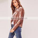 HAODUOYI Autumn Women Coat Solid Zipper Pocket Long Sleeve Biker Jacket thumbnail-3