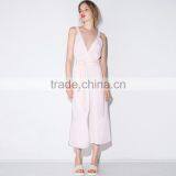 HAODUOYI Women Sexy Deep V Jumpsuits Wide Leg Playsuits Sleeveless Rompers thumbnail-3