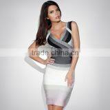 Good Quality HL Grey Gradient Sleeveless Bandage Dress Celebrity Slim Mini Dress thumbnail-1