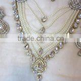 PEARL CRYSTAL RANI HAAR Gold Plated BRIDAL Necklace EARRING Set thumbnail-2