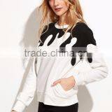 2017 Fashion Womem Print Sweatshirt White Contrast Ink Drop Cotton Blends Custom Private Logo Printed Sweatshirt Manufacturer thumbnail-4