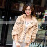 Elegant Womens Winter Real Rabbit Fur Overcoat Genuine Rex Rabbit Fur Hooded Coat Graceful Solid Rex Rabbit Parka thumbnail-4