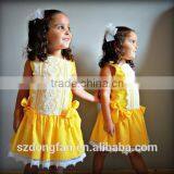 2016 Girls Boutique Dress Children Yellow Lace Dress Baby Pretty Princess thumbnail-4