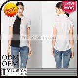 Ladies Fashion Small Lapel Fashion Splicing Hit Color Shirt thumbnail-2