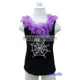 Halloween Spider Web Glitter Rhinestone Purple Ruffles Black Tank Top 3M-10Y thumbnail-1