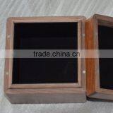 Laser Logo Antique Painted Walnut Wooden Watch Box Black Velvet Lining Watch Boxes thumbnail-2