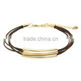 Turquoise Bead Bangle Bracelet With White Gold Copper Tube thumbnail-6