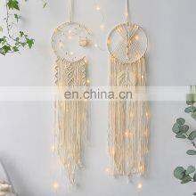 Злой глаз. Ловец снов. Вязаная сова. Макраме вешалка для стены. Ловец снов в виде луны. Тапис. Акриш мюрал. Для бохо стиля декора стены. Домашний декор thumbnail-3