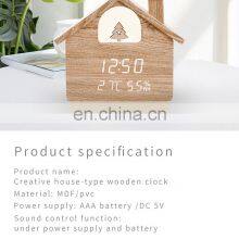 Creative House Shaped Christmas Decorative LED Digital Clock Temperature Humidity Display Night Light Desk & Table Clock Spring thumbnail-2