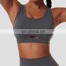 Wide Shoulder Straps Sexy Sports Bras Wholesale Backless Four Way Stretch Yoga Tops thumbnail-2
