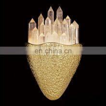 Modern Luxury Hotel Bedside Golden Sconce Indoor Led Natural Crystal Wall Lamps