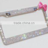 Rhinestone Bling Pink Crystal License Plate Frames Crystals With Bow thumbnail-2