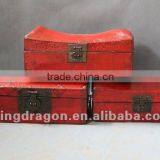 Chinese Antique Furniture Pine Wood Shanxi Red Leather Box