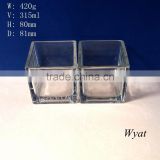 wholesale 315ml clear square glass candle jars for decoration SLJd49                        
                                                Quality Choice