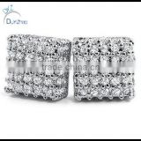 high polished silver micro pave earring studs