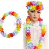 Hawaiian Leis Set Flower Garland Necklace + Headband + Bracelet Wristband Hula Party Lady Men Dance Fancy Dress Garland thumbnail-4