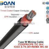 Type W, Mining Cable, Cu/Epr/CPE, 1/C, 2kv (ICEA S-75-381/NEMA WC-58) thumbnail-1