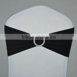 Cheap black single layer spandex chair sash with plastic round buckle for weddings